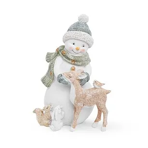 Статуэтка "Снеговик с животными" 16,5 см (полирезин)