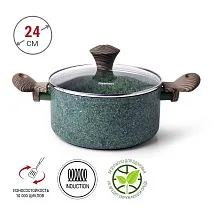 Кастрюля индукционная 24 см / 4,7 л алюминиевая Malachite