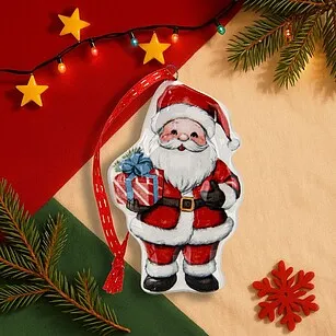 Елочная игрушка "Санта с подарком" арт. 0399