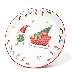 Тарелка плоская из доломита 20 см Merry Christmas арт. 0383