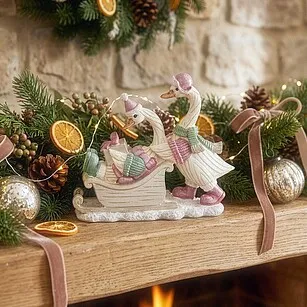 Статуэтка "Гуси на санях" 12,5 см (полирезин)