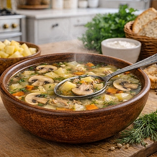 Грибной суп из шампиньонов: рецепт с картошкой и ароматной зажаркой