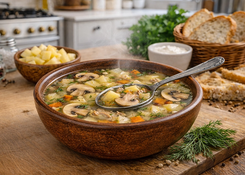 Грибной суп из шампиньонов: рецепт с картошкой и ароматной зажаркой