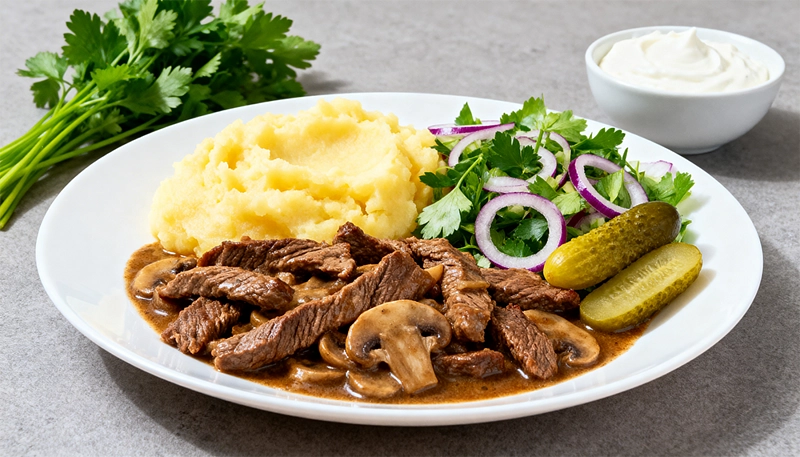 Бефстроганов: классический рецепт с нежным мясом