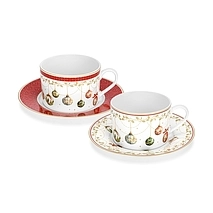 Чашки с блюдцами 200 мл / 4 пр. Christmas balls арт. 13346