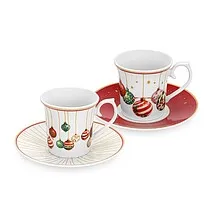 Кофейные чашки с блюдцами 90 мл / 4 пр. (фарфор) Christmas balls