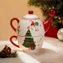 Набор из чайника и чашки 17 см Merry Christmas арт. 0390