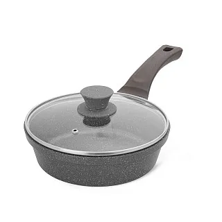 Сковорода из литого алюминия 20 см с крышкой Unique pro