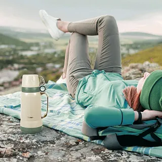 Термос для чая 1 л пластиковый со стеклянной колбой