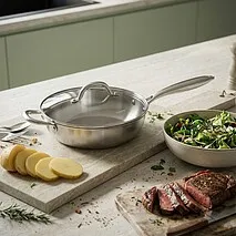 Сковорода глубокая с крышкой 24 см сталь Аeternum