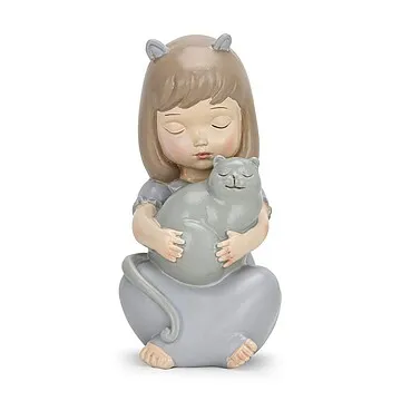 Статуэтка "Девочка с котом" 16 см (полирезин)