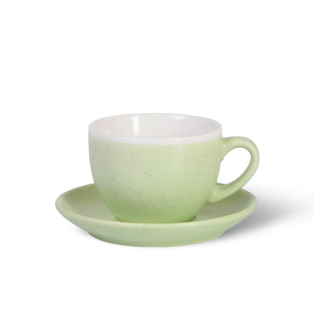 Чашка с блюдцем керамическая Зеленая 250мл