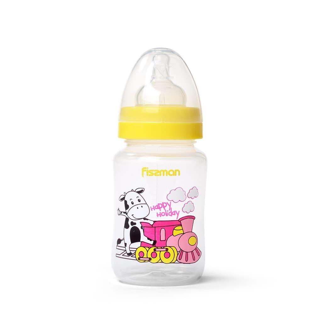 Детская бутылочка для кормления пластиковая Желтый 240мл / 16см