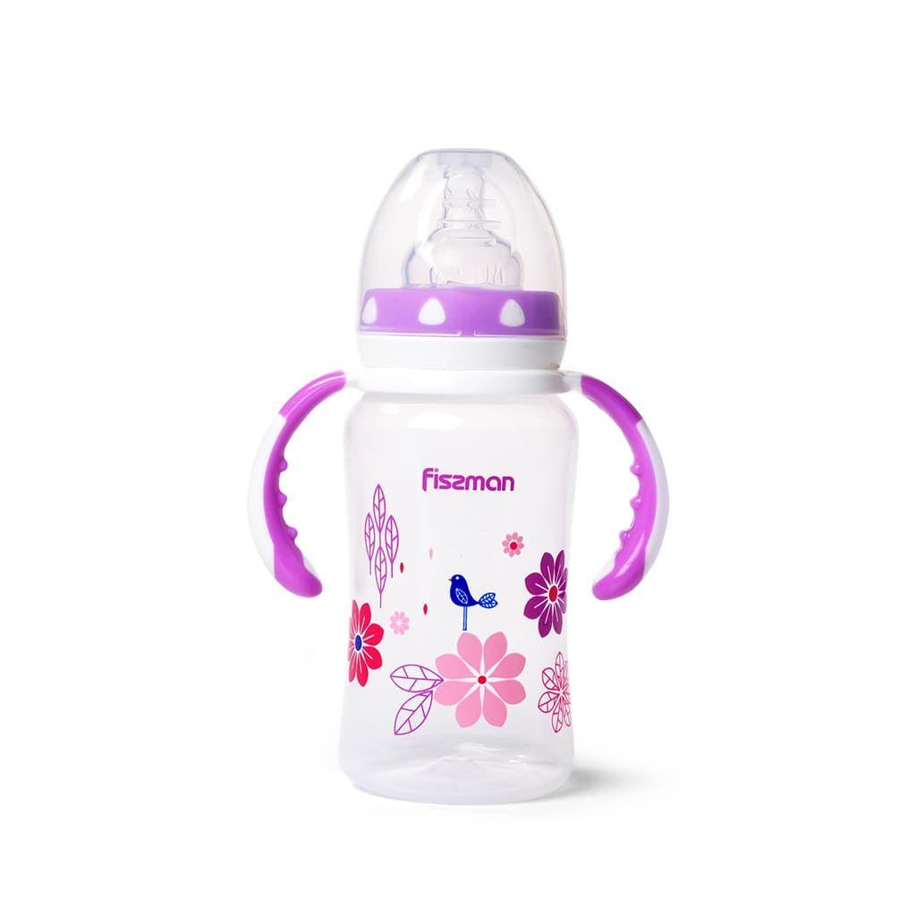 Детская бутылочка с ручками пластиковая Фиолетовая 300мл