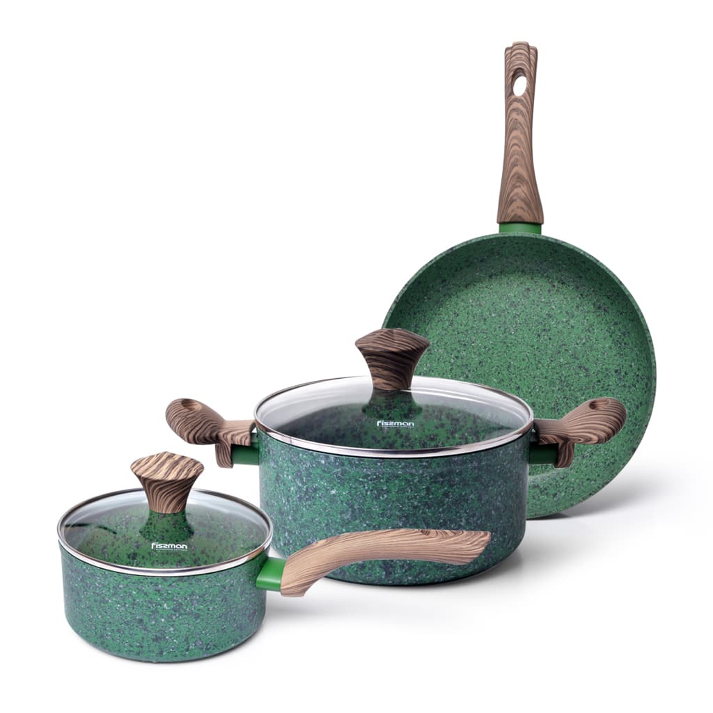 Сковорода 26см+Ковш 1,4л+ Кастрюля 2,7л серии MALACHITE