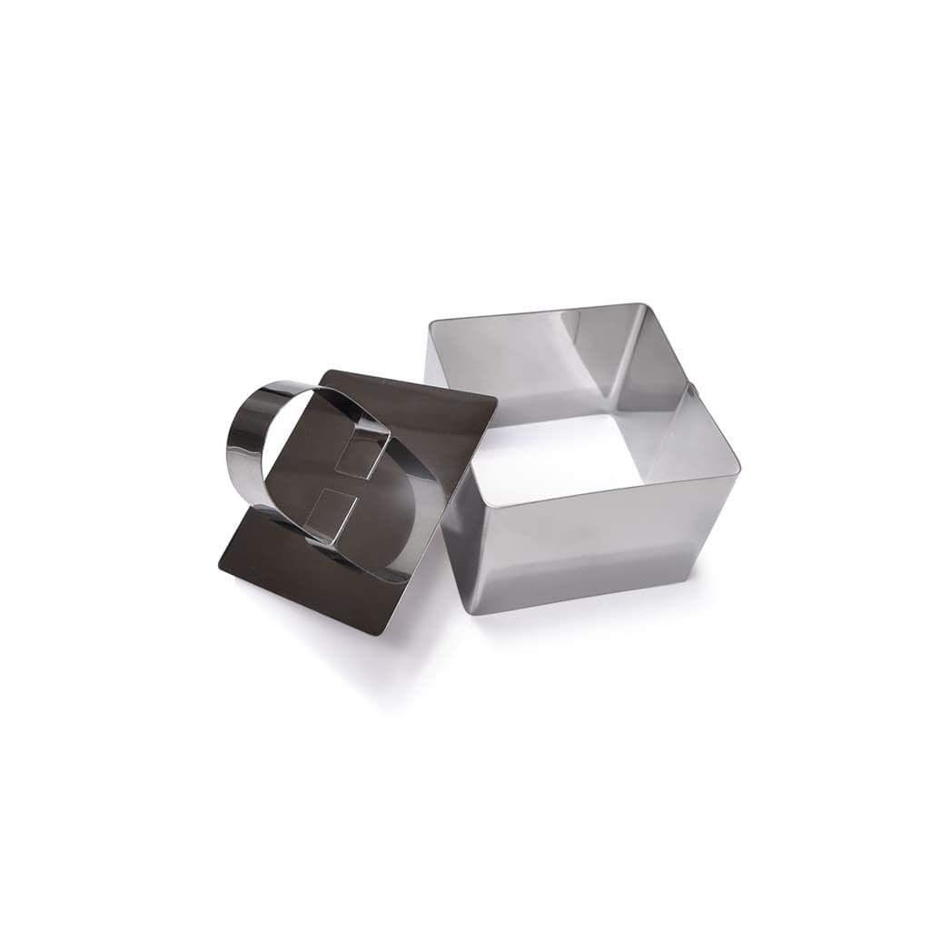 Кулинарное кольцо 8x8x5,5см с прессом квадратное (нерж.сталь)