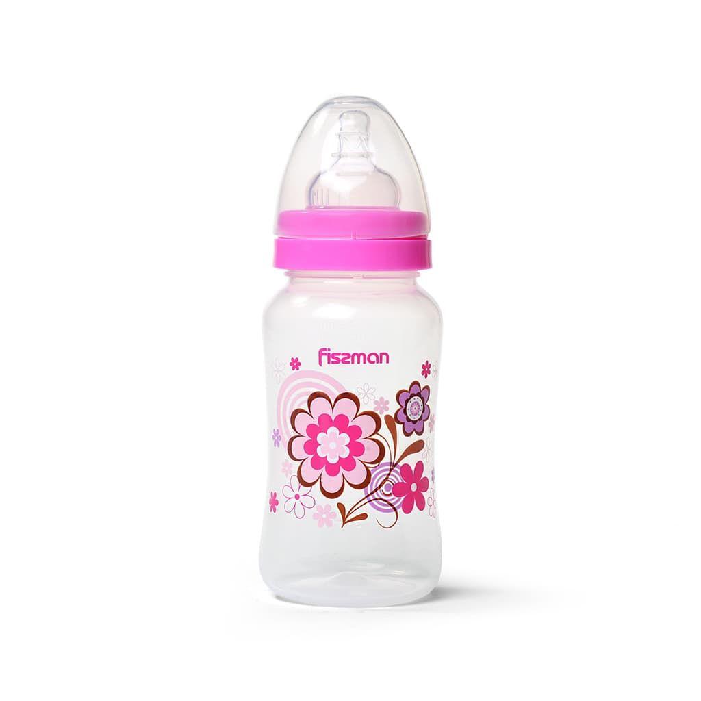 Детская бутылочка для кормления пластиковая Розовый 300мл / 19см