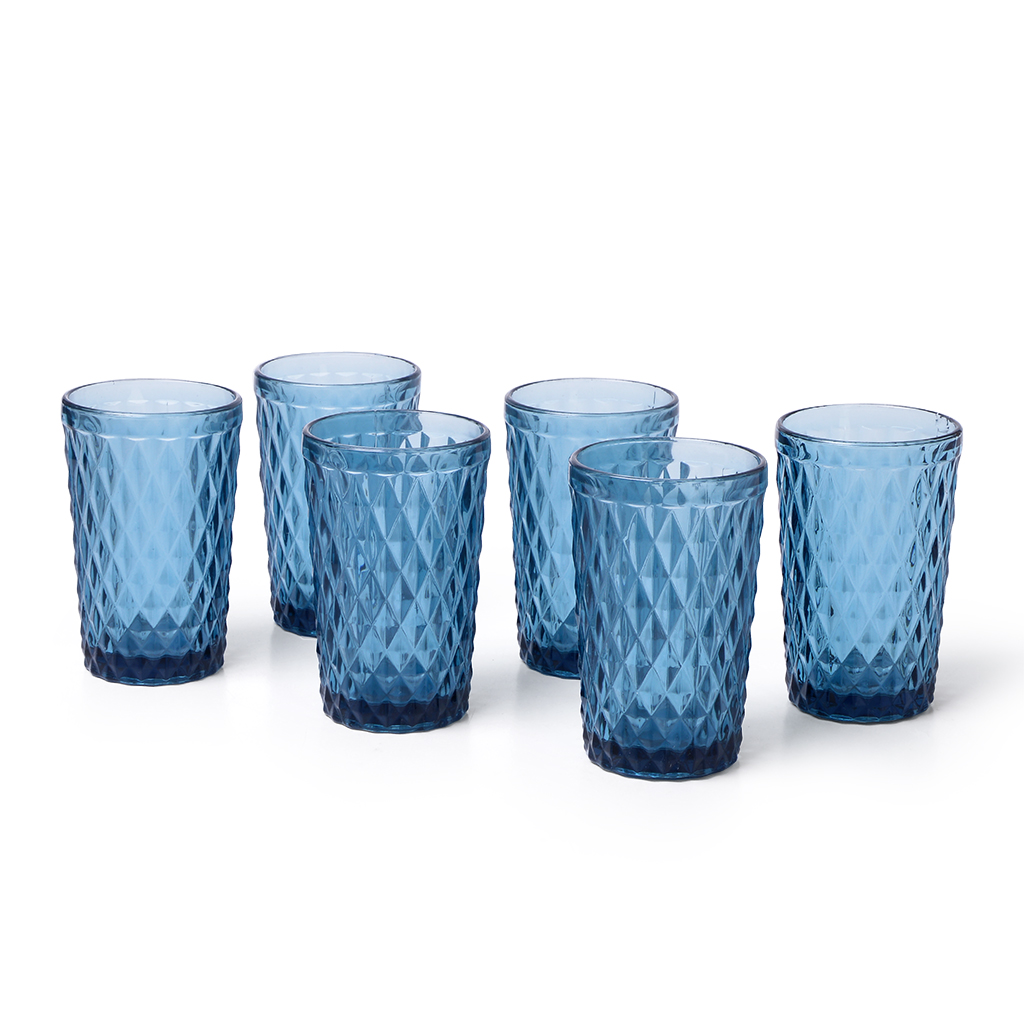 Набор стаканов 350 мл / 6 шт из цветного стекла син.