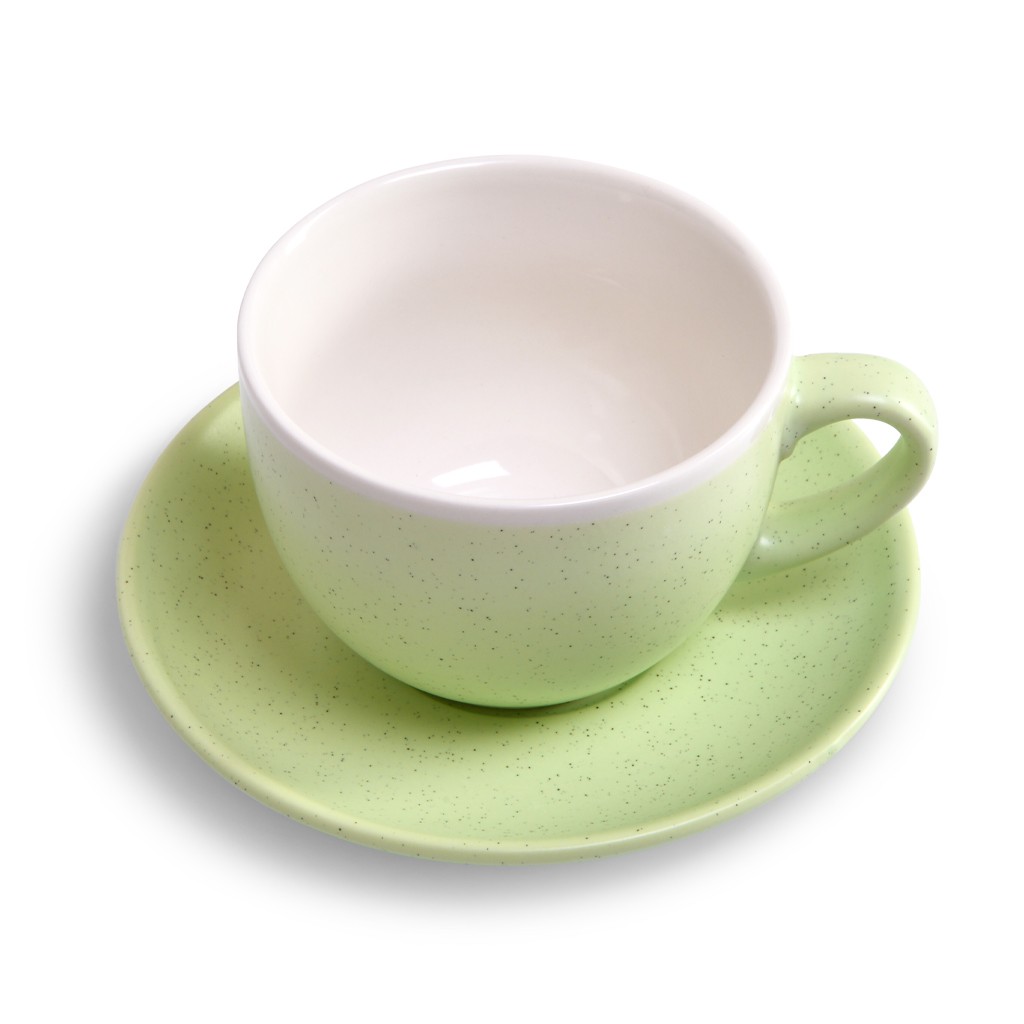 Чашка с блюдцем керамическая Зеленая 250мл