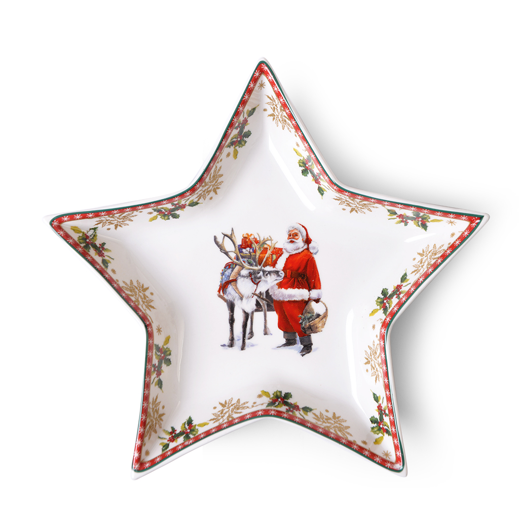 Блюдо сервировочное звезда из фарфора Christmas 19х15,5см