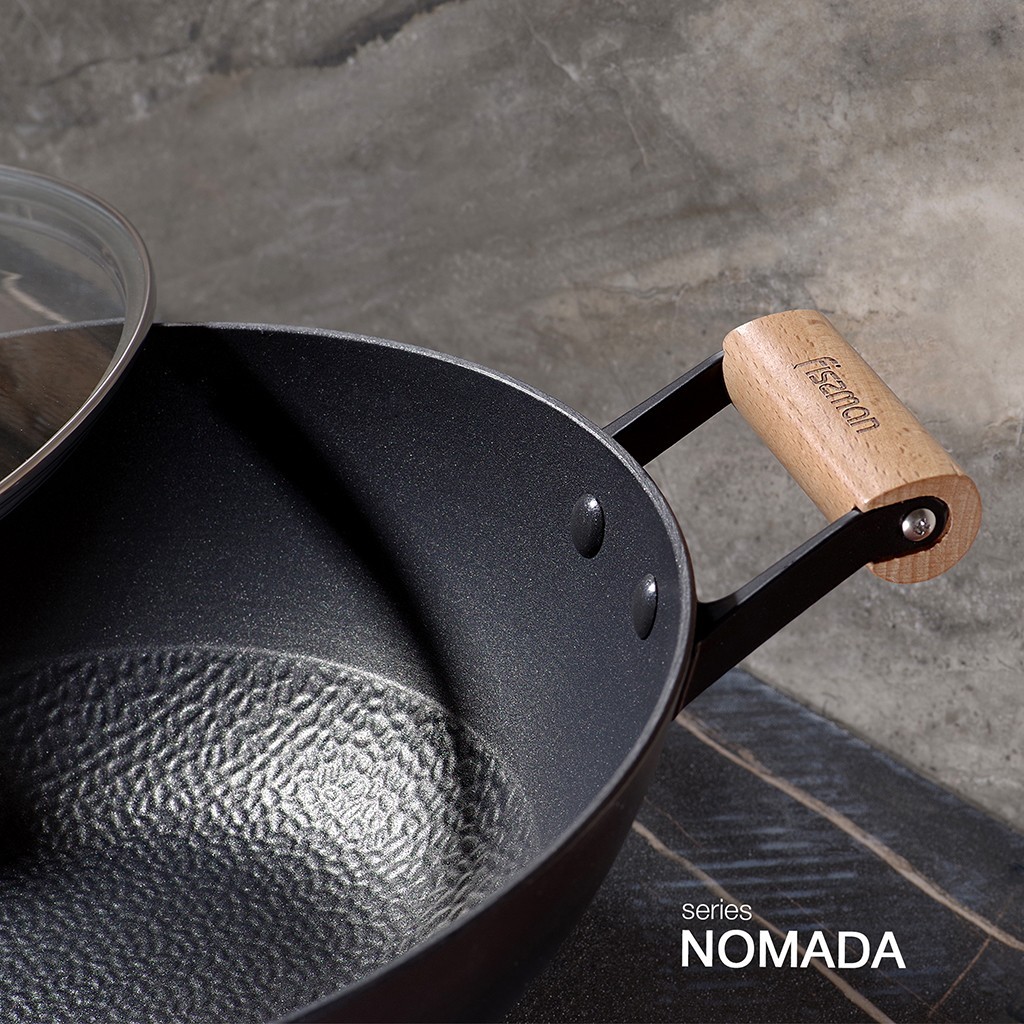 Сковорода-вок из облегченного чугуна с антипригарным покрытием Nomada 30x9,5см / 5л
