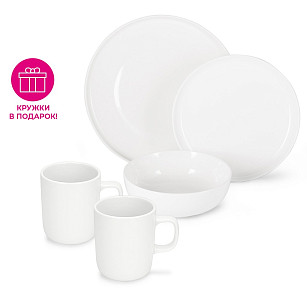 Набор столовой посуды Horeca 6 пр. / 2 персоны + две кружки в подарок (фарфор)